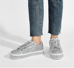 Baskets à plateforme scintillantes pour femmes |   Chaussures de marche élégantes et scintillantes pour mariage et cérémonie - Product Image 5