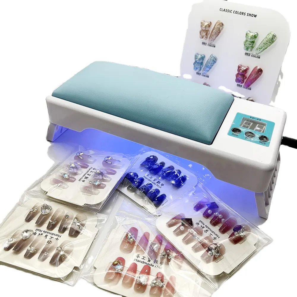 Nuevo cuero plegable portátil 72W UV/LED lámpara de uñas manicura almohada de mano 2 en 1 descanso de uñas con secador de uñas