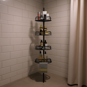 Estante de Baño de 4 Niveles Ajustable, Negro, para Ducha, de Metal, con 8 Niveles, 11.9 Pulgadas de Profundidad, Diseño Minimalista - Product Image 2