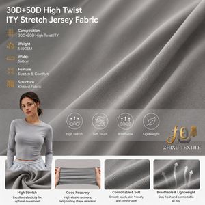 ปรับแต่ง<span class=keywords><strong>ผ้า</strong></span>ทอเนื้อเจอร์ซีย์ 30d สำหรับเสื้อผ้าสตรี - Product Image 5