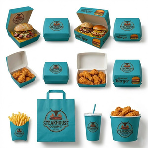 Custom Recyclable Burger <b>Box</b> Disposable Paper <b>Folders</b> Hamburger Packaging Food Grade Takeaway Fast Food Matt Lamination Logo OEM - Product Image 1