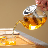 Théière en verre borosilicate de haute qualité de 600 ml, taille personnalisée, avec infuseur en acier inoxydable pour thé en vrac – Vente en gros