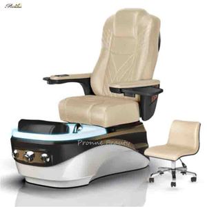 Moderno masaje de espalda cómodo salón beige sillón de pedicura doble con cuenco anti-acetona - Product Image 1