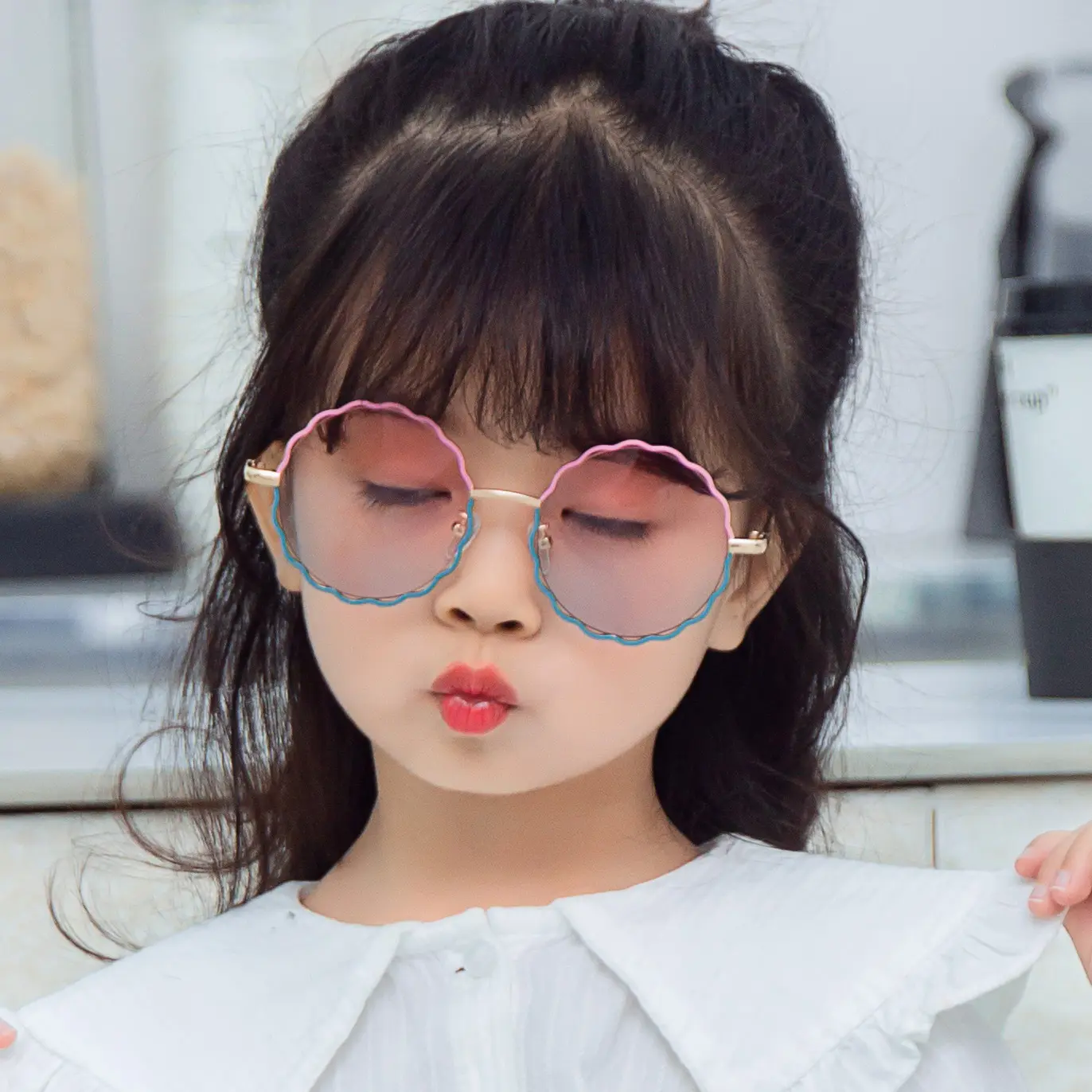 럭키 BL125 새로운 패션 아이 라운드 금속 프레임 선글라스 소년 소녀 어린이 선글라스