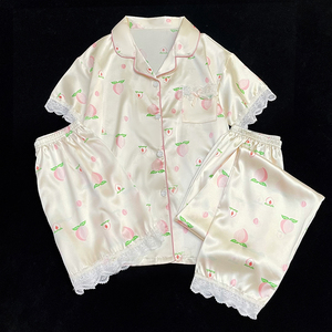 Pijamas <span class=keywords><strong>de</strong></span> <span class=keywords><strong>mujer</strong></span> <span class=keywords><strong>de</strong></span> seda helada <span class=keywords><strong>de</strong></span> primavera y verano, pantalones cortos <span class=keywords><strong>de</strong></span> manga corta, pantalones largos, <span class=keywords><strong>ropa</strong></span> <span class=keywords><strong>de</strong></span> casa, pijamas finos <span class=keywords><strong>de</strong></span> tres piezas - Product Image 5