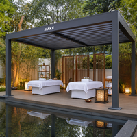 Pergola en aluminium Jiake 6063-T5 avec toit à lames motorisées pour terrasse, jardin, patio, gazebo extérieur, pavillon