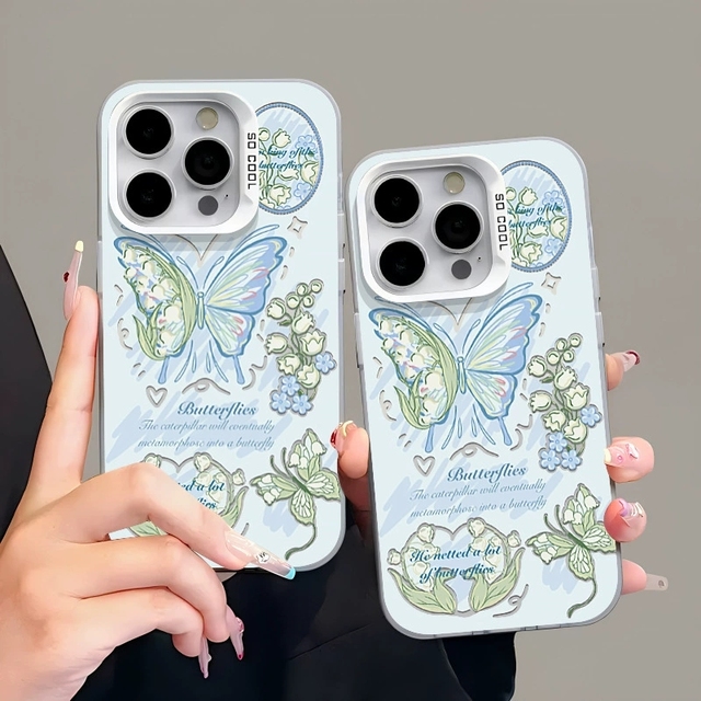 Luxury Butterfly Design IMD Shockproof Back Mobile Phone Case for 7/8 Plus for 13 Pro