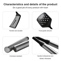 Nouveaux ustensiles de cuisine en silicone avec manche en acier inoxydable magnétique, ensemble de 6 pièces, spatule résistante à la chaleur, outils de cuisine