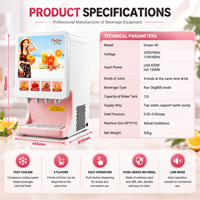 Distributeur de jus commercial OEM à 4 buses, machine automatique pour la préparation de boissons aux fruits (orange, cerise, mangue, pêche), vente en gros