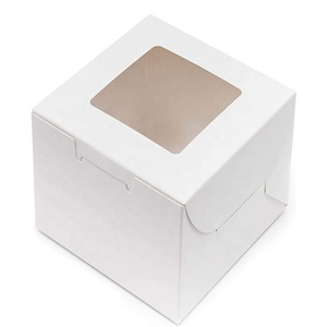 Top Selling Mini Cardboard White Bakery Dessert Packaging Box Carton Custom Logo Low Price Cupcake Cake Kraft Box with Window