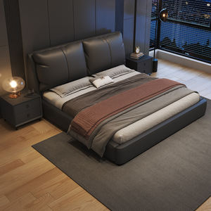 เตียงไม้สไตล์มินิมอลโมเดิร์นสุดหรูหุ้มเบาะ ขนาดคิงไซส์/ดับเบิ้ล พร้อมโครงเตียงนุ่มสบาย ชุดเตียงพร้อมที่เก็บของ ดีไซน์เรียบง่ายสำหรับคู่รัก - Product Image 6