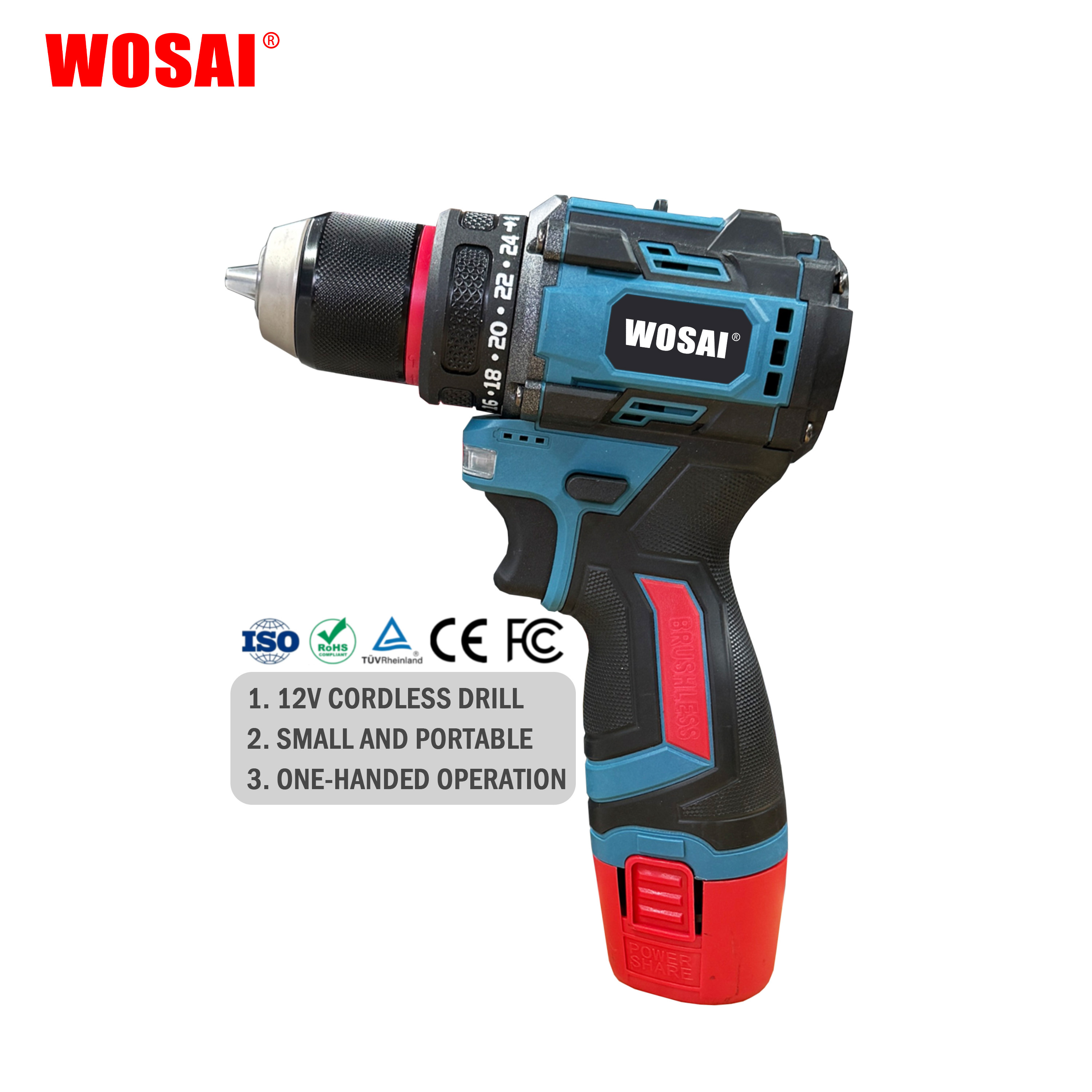 WOSAI 12V Cordless Drill Brushless Electric Screwdriver Power Driver with DC Lithium Ion Battery Power Tool Drill · image 2