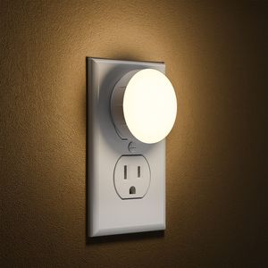 Smart <b>Light</b> <b>Sensor</b> Night <b>Light</b> <b>Plug</b> <b>in</b> Mini Round LED Wall Lamp 2700K Warm White for Bedroom Bathroom Hallway Stairs - Product Image 1