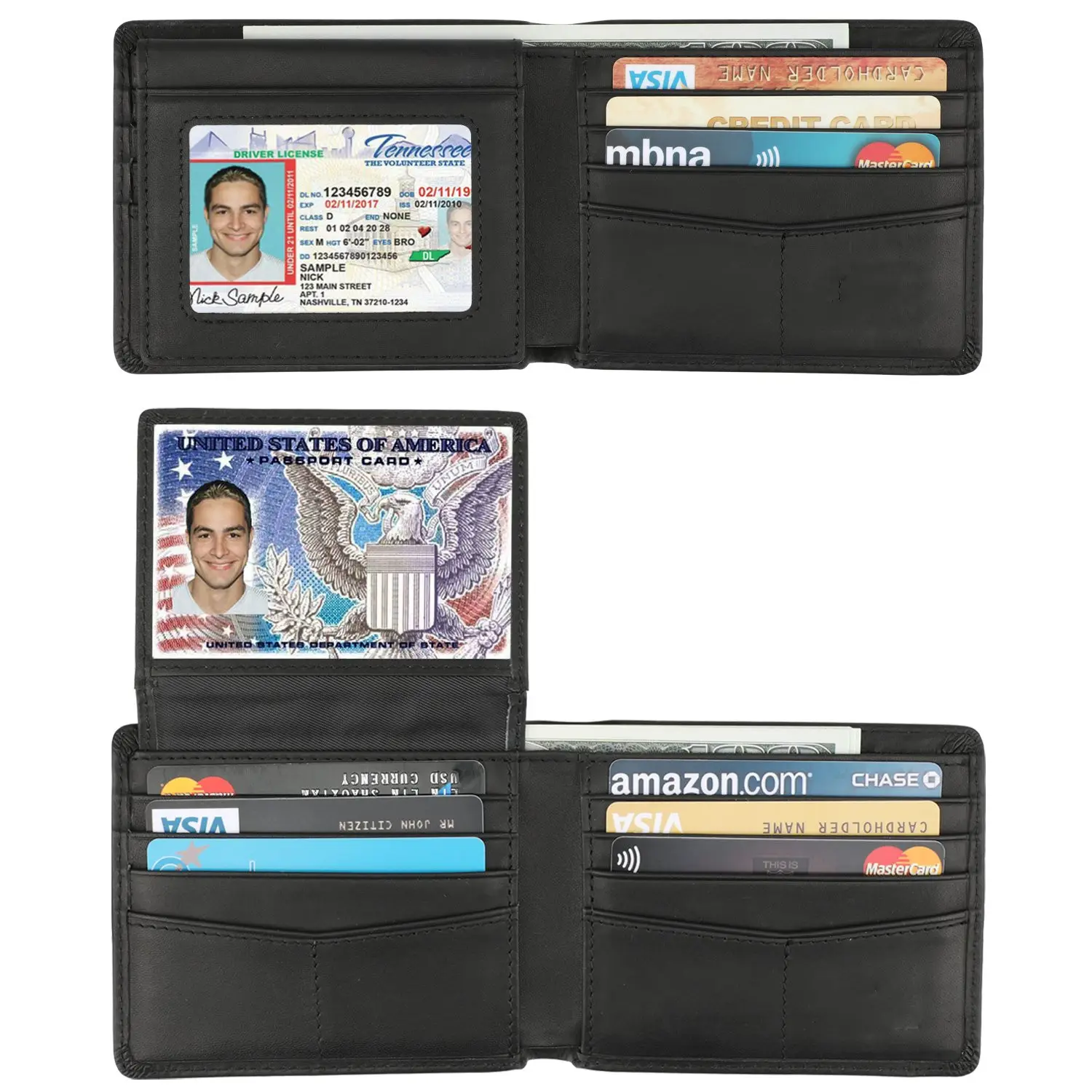 2022 hakiki deri RFID engelleme Bifold şık cüzdan 2 kimlik penceresi ile cüzdan erkekler için