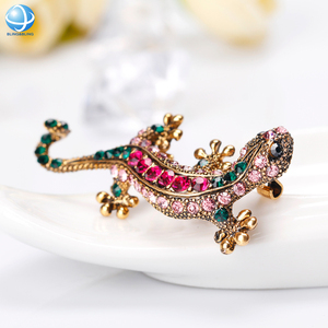 Mới nhất cổ điển Rhinestone Inlay tắc kè Trâm mạ vàng hợp kim động vật thằn lằn kim cương pin cho nữ trang sức may mặc - Product Image 5