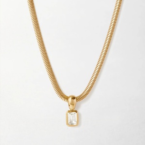 Collier pendentif diamant, collier en diamant de laboratoire, <span class=keywords><strong>bijoux</strong></span> de mode, colliers, collier plaqué or inaltérable, minimaliste - Product Image 1