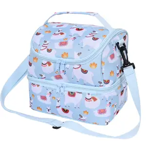 Promotional Children's Cartoon Anime Double Decker Lunchbox Insulation Cooler Bag With Drink For Kids Girls Cartoon Lunch Box