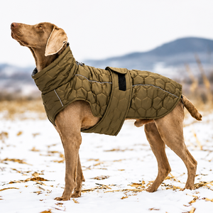 <b>Dog</b> Winter Coat Thick Warm Fleece Lined Quilted Pet Coat with Reflective Trim Leash Opening for Medium <b>Large</b> <b>Dogs</b> Wholesale - Product Image 1