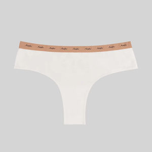 Culotte <span class=keywords><strong>string</strong></span> sexy <span class=keywords><strong>minimaliste</strong></span> confortable taille basse pour <span class=keywords><strong>femme</strong></span>, 95% COTON, sans couture, fine, unie, avec ceinture contrastante tricotée, séchage rapide - Product Image 1