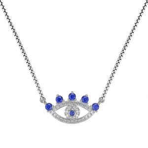 Dylam Trending Design Sterling Silver Rhodium 18K Gold Plated <b>Box</b> Chain Evil Talismans 5A Zirconia Blue Eyes Pendant Necklace - Product Image 1