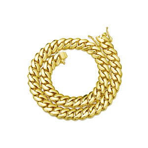 Collana a Catena Cubana Piatta in Acciaio Inossidabile 316L Placcato Oro PVD 14K, 8mm-20mm, Antiossidante, Impermeabile, Gioielli Hip Hop per Uomo - Product Image 4