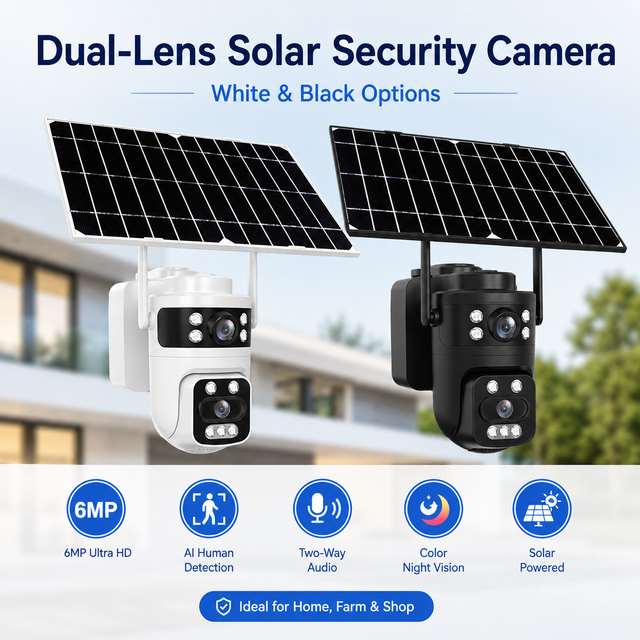 6MP Dual Lens Solar Camera Outdoor PTZ CCTV Camera with AI Human Detection Full Color Night Vision and Two Way Audio Outdoor Use