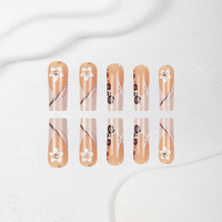 Vente en gros usine : Faux ongles à presser longs forme cercueil, motifs léopard nude et fleurs blanches avec strass, réutilisables, personnalisables OEM ODM