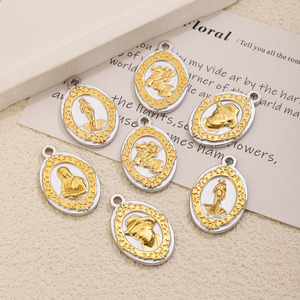Pendentif ovale vintage en acier inoxydable de style européen et américain, plaqué <span class=keywords><strong>or</strong></span> 18 carats, pour colliers, bracelets, boucles <span class=keywords><strong>d</strong></span>'oreilles et autres accessoires DIY - Product Image 6