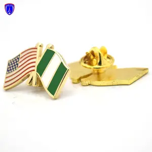Custom Flag pin brooch Nigeria USA Badge pin Event enamel Badge
