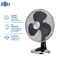 Ventilador de Mesa de 16 Polegadas com Controle por Botão, Oscilação de Grande Área, 3 Velocidades e Inclinação para Quarto e Escritório em Casa