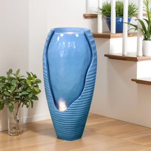 <span class=keywords><strong>Fontaine</strong></span> d'extérieur autoportante bleue antique en forme de pot avec lumières pour patio, jardin et décoration paysagère – Vente en gros - Product Image 4