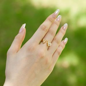DYLAM Personalized Statement Dress <b>up</b> Jewelry Rings S925 Silver 26 A-Z Initial Letter V Heart 5A Cubic Zirconia <b>Open</b> Rings - Product Image 3