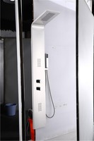 Panneau de douche contemporain en acier inoxydable chromé avec pommeau de douche pluie, fonction massage, thermostatique, intelligent et étanche