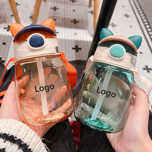 550ML 650ML PC Bear Kids Straw Cup Cute Food Grade Portable with <b>Strap</b> Large Capacity <b>Water</b> <b>Bottle</b> for Boys Girls Student - Product Image 3