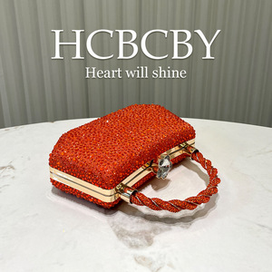 Glittering <strong>Orange</strong> Double-Side Rhinestone <strong>Clutch</strong> - Elegant Women's Evening <strong>Bag</strong> for Parties &amp; Events - Product Image 5