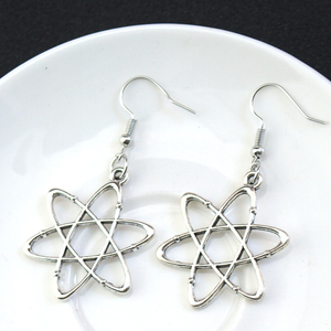 Boucles d'oreilles pendantes en argent creux en forme d'atome <span class=keywords><strong>et</strong></span> de molécule, symboles chimiques scientifiques, bijoux minimalistes pour femmes, cadeau - Product Image 1