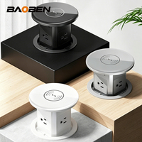 BAOBEN Prise de bureau escamotable avec chargement sans fil et USB, multifonctionnelle pour îlot de cuisine