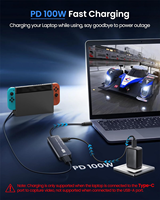 Carte de capture vidéo USB 3.0 Type-C avec port d'extension USB3.0 PD 100W, enregistrement 1080P 60FPS pour Quest 3, Switch, PS5 4, caméra