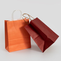 Sacs en papier kraft recyclé imprimés avec logo personnalisé, écologiques, classiques, avec poignées, pour les courses, les restaurants, les emballages à emporter