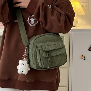 New Velvet Zipper Messenger <strong>Bag</strong> Unisex All Seasons School Single Shoulder Cross-body <strong>Bag</strong> Corduroy <strong>Mobile</strong> Phone Coin Purse <strong>Bag</strong> - Product Image 6