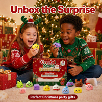 Calendrier de l'Avent de Noël : Boîte Mystère de Squishies en Cristal, Balles Squishies Mignonnes en TPR, Jouets Anti-Stress à Presser, Boîte Cadeau Surprise de Noël