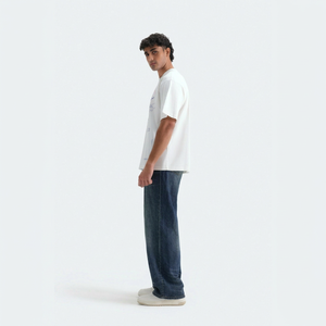 Camiseta Blanca de Manga Corta con Cuello Redondo para Hombre, Corte Holgado, Informal, 100% Algodón, Transpirable, 240g - Product Image 2