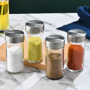 Piccola bottiglia di condimento in vetro sale e pepiera barattoli di spezie rotondi di 9cm di altezza con Shaker coperchi in acciaio inossidabile - Product Image 1