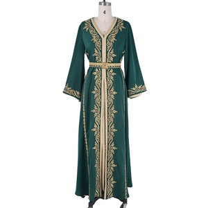 เดรสแม็กซี่เดรสยาวปักลายดอกไม้ชุดเดรสราตรีแฟชั่นสำหรับสตรีชุดเดรสยาวสไตล์ดูไบ - Product Image 1