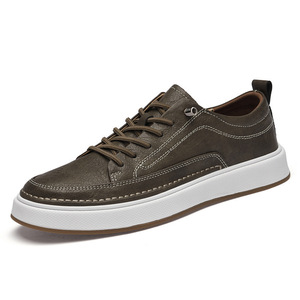 Automne décontracté hommes en cuir véritable baskets Style coréen Station européenne Simple blanc polyvalent chaussures de marche transfrontalières - Product Image 4