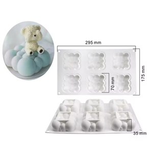 Molde de Silicona para Hornear, Molde para Pastel de Mousse con Forma de Nube 3D, Molde para Postres de Chocolate y Repostería (6 Cavidades) - Product Image 1