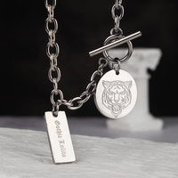 Collier Bijoux Mode Design Minimaliste Vieux Anglais Personnaliser Pendentif Vintage Collier Acier Inoxydable Hommes Plaqué Argent