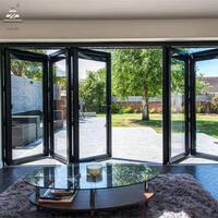 Fenêtre coulissante pliante en aluminium à double vitrage, résistante aux ouragans, de qualité commerciale, pour patio américain