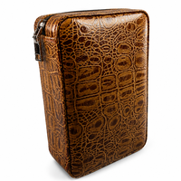 Humidor à cigares en cuir à motifs exotiques, boîte de rangement portable doublée de cèdre, étui de voyage d'affaires de luxe avec emplacements pour accessoires