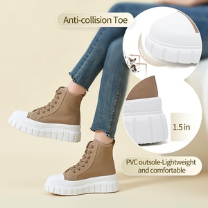 Baskets montantes à plateforme pour femmes - Chaussures <span class=keywords><strong>en</strong></span> <span class=keywords><strong>toile</strong></span> classiques à lacets pour le <span class=keywords><strong>tennis</strong></span> et la marche décontractés, confortables et élégantes (ODM/OEM) - Product Image 3